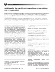 Guidelinesfortheuseoffresh-frozenplasma,cryoprecipitateandcryosupernat