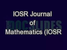 IOSR Journal of Mathematics (IOSR