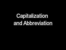 Capitalization and Abbreviation