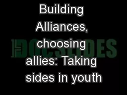 Building Alliances, choosing allies: Taking sides in youth
