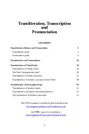 Transliteration, TranscriptionandPronunciationCONTENTSTransliteration