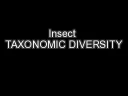 Insect TAXONOMIC DIVERSITY