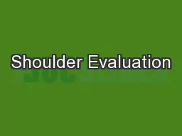 Shoulder Evaluation