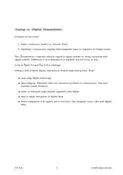 Analogvs.DigitalTransmissionCompareattwolevels:1.Data|continuous(audio