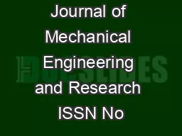 International Journal of Mechanical Engineering and Research ISSN No