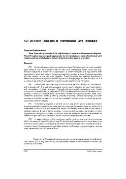 ALI / U  Principles  of  Transnational  Civil  Procedure * Scope and