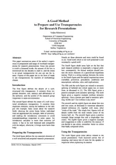 A Good Methodto Prepare and Use Transparenciesfor Research Presentatio