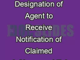 Interim Designation of Agent to Receive Notification of Claimed Infringement Ful