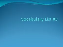 Vocabulary List #5