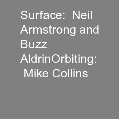 Surface:  Neil Armstrong and Buzz AldrinOrbiting:  Mike Collins