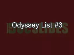 Odyssey List #3