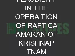 TECHNICAL AND ECONOMICAL FEASBILITY IN THE OPERA TION OF RAFT CA AMARAN OF KRISHNAP TNAM