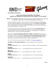 FOR IMMEDIATE RELEASE 2009 JUNO AWARD NOMINEES THE TREWS,  BOARD THE G