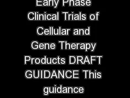 Guidance for Industry Considerations for the Design of Early Phase Clinical Trials of