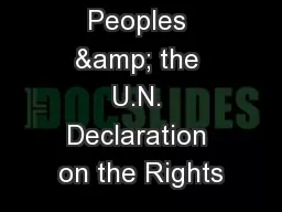 Indigenous Peoples & the U.N. Declaration on the Rights