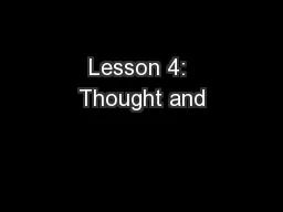 Lesson 4: Thought and