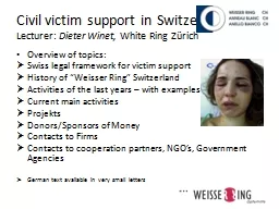 Civil victim support in Switzerland, –