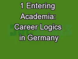 1 Entering Academia: Career Logics in Germany