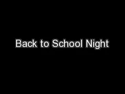 Back to School Night