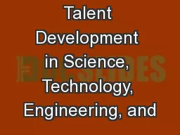 Talent Development in Science, Technology, Engineering, and