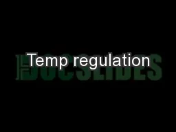 Temp regulation