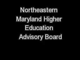 Northeastern Maryland Higher Education Advisory Board