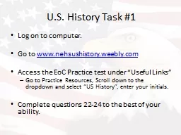 U.S. History Task #1