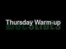 Thursday Warm-up