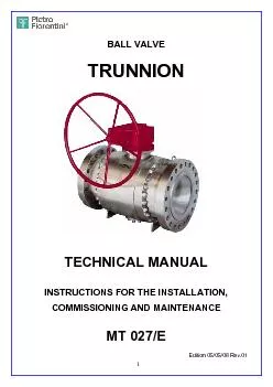 BALL VALVE INSTRUCTIONS FOR THE INSTALLATION, COMMISSIONING AND MAINTE
