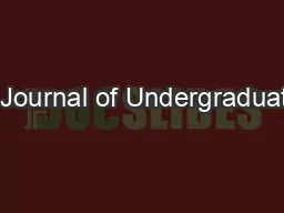 L Journal of Undergraduate