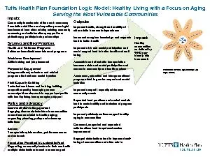 Tufts Health Plan Foundation Logic Model: Healthy Living with a Focus