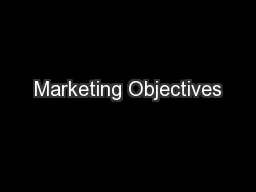 Marketing Objectives