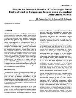 2005-01-0225 Study of the Transient Behavior of Turbocharged Diesel En