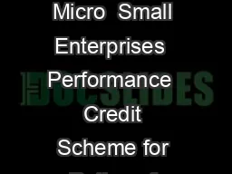 Ministry of Micro Small  Medium Enterprises Performance Credit Rating Scheme for Micro