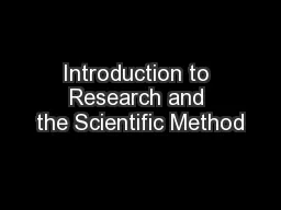 Introduction to Research and the Scientific Method
