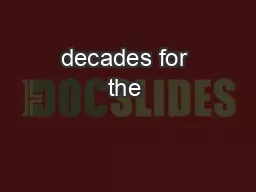 decades for the 