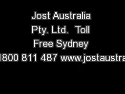 Jost Australia Pty. Ltd.  Toll Free Sydney 1800 811 487 www.jostaustra