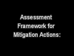 Assessment Framework for Mitigation Actions: