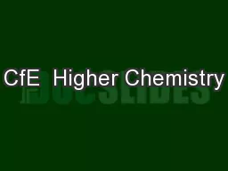 CfE  Higher Chemistry