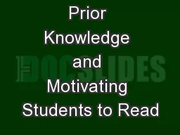 Activating Prior Knowledge and Motivating Students to Read