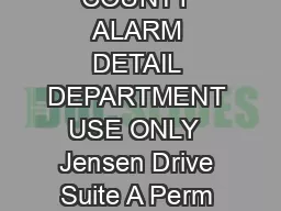 HARRIS COUNTY ALARM DETAIL DEPARTMENT USE ONLY  Jensen Drive Suite A Perm it Num