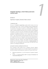 Linguistic Typology: a short history and some current issues Departmen