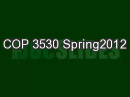COP 3530 Spring2012