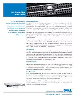 Dell PowerEdge  Server In a rackdense U form factor the Dell PowerEdge  server delivers exceptional dual processor performance high availability and easy manageability for edgeofnetwork infrastructur