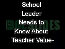 What Every School Leader Needs to Know About Teacher Value-