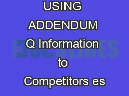 MEDAL RACE USING ADDENDUM Q Information to Competitors es