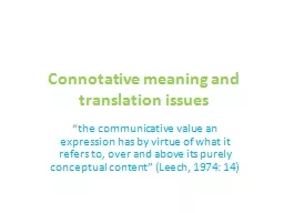 Connotative meaning and translation issues