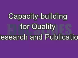 Capacity-building for Quality Research and Publication