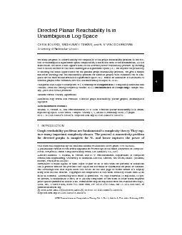 DirectedPlanarReachabilityIsinUnambiguousLog-SpaceCHRISBOURKE,RAGHUNAT