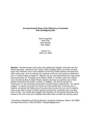 An Experimental Study of the Efficiency of Unanimity